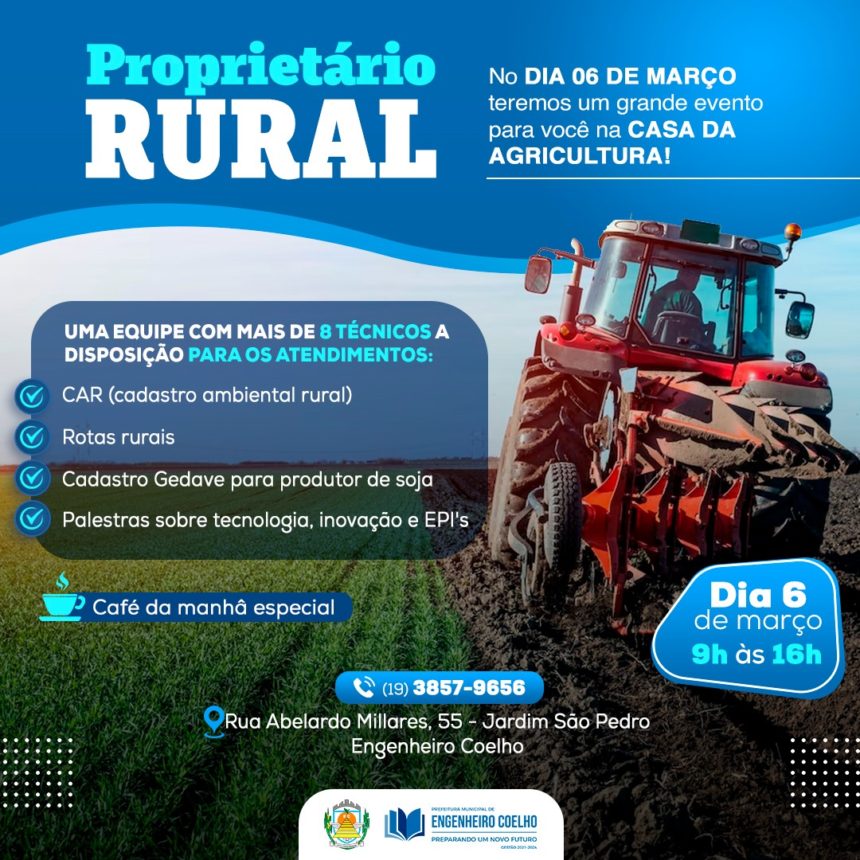 Secretaria de Agricultura de Engenheiro Coelho realiza evento para cadastro ambiental rural