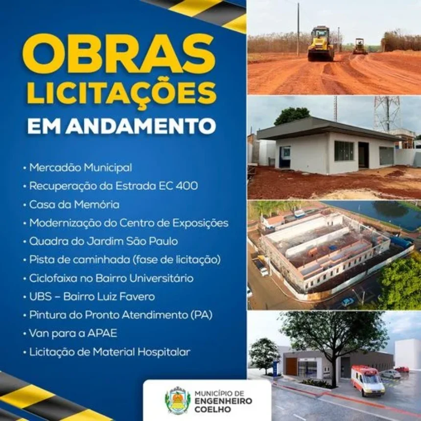 Obras em andamento e novos projetos em licitação