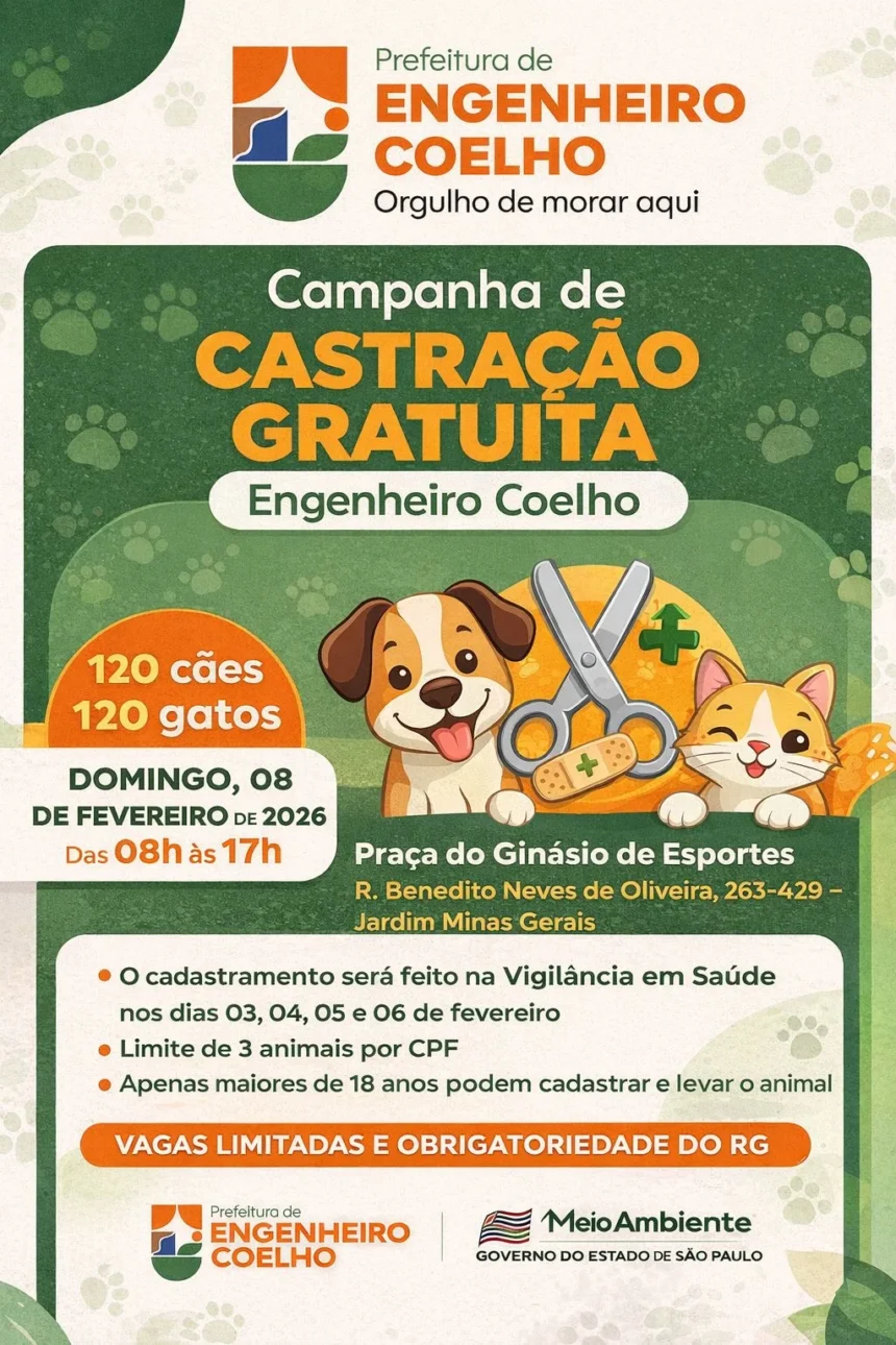 Campanha de Castração Gratuita para cães e gatos