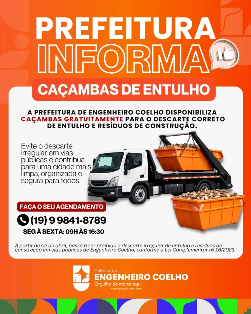 Caçambas gratuitas e reforça combate ao descarte irregular